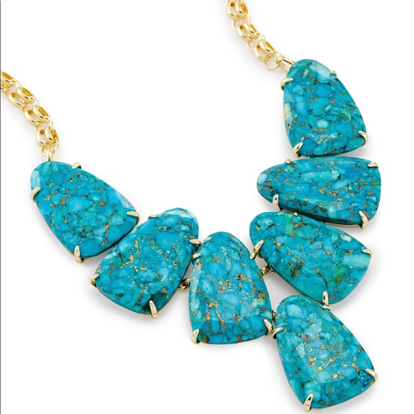 NWT Kendra Scott RARE & RETIRED Harlow Bronze Veined Turquoise & Yellow Gold😊 - Picture 5 of 11